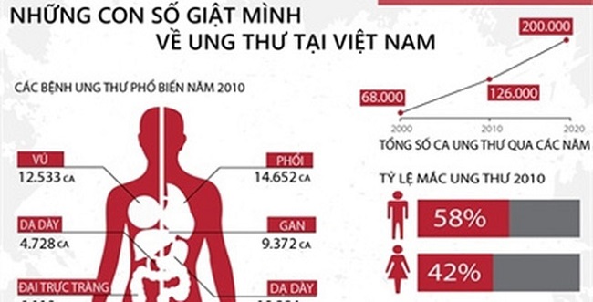 Tỉ lệ mắc bệnh ung thư ở Việt Nam ngày càng tăng